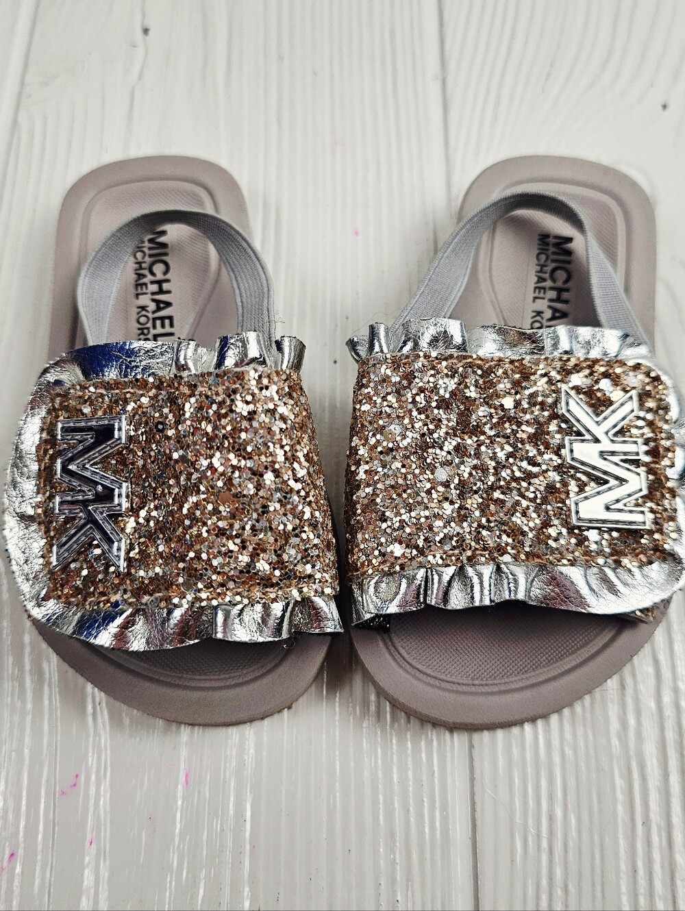 Michael Kors Kids Eli Malissa Metallic Gold Glitter Sandals